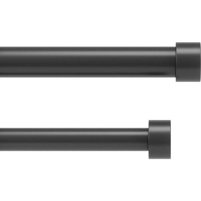 Tringle à rideaux double en acier brossé noir Cappa (Longueur réglable de 91 à 168 cm)