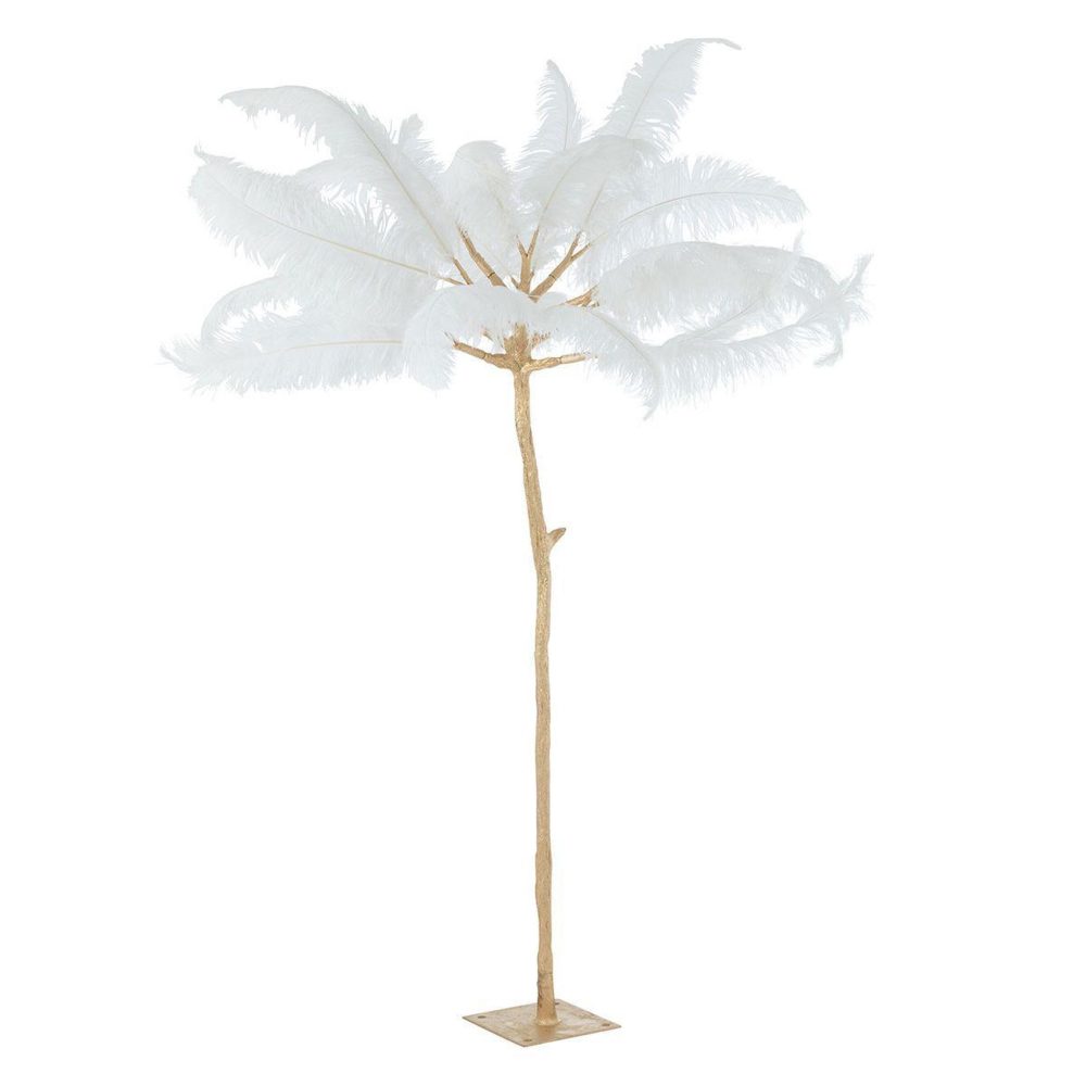 J-LINE Arbre déco en métal plumes 190cm or & blanc – Collection extérieure