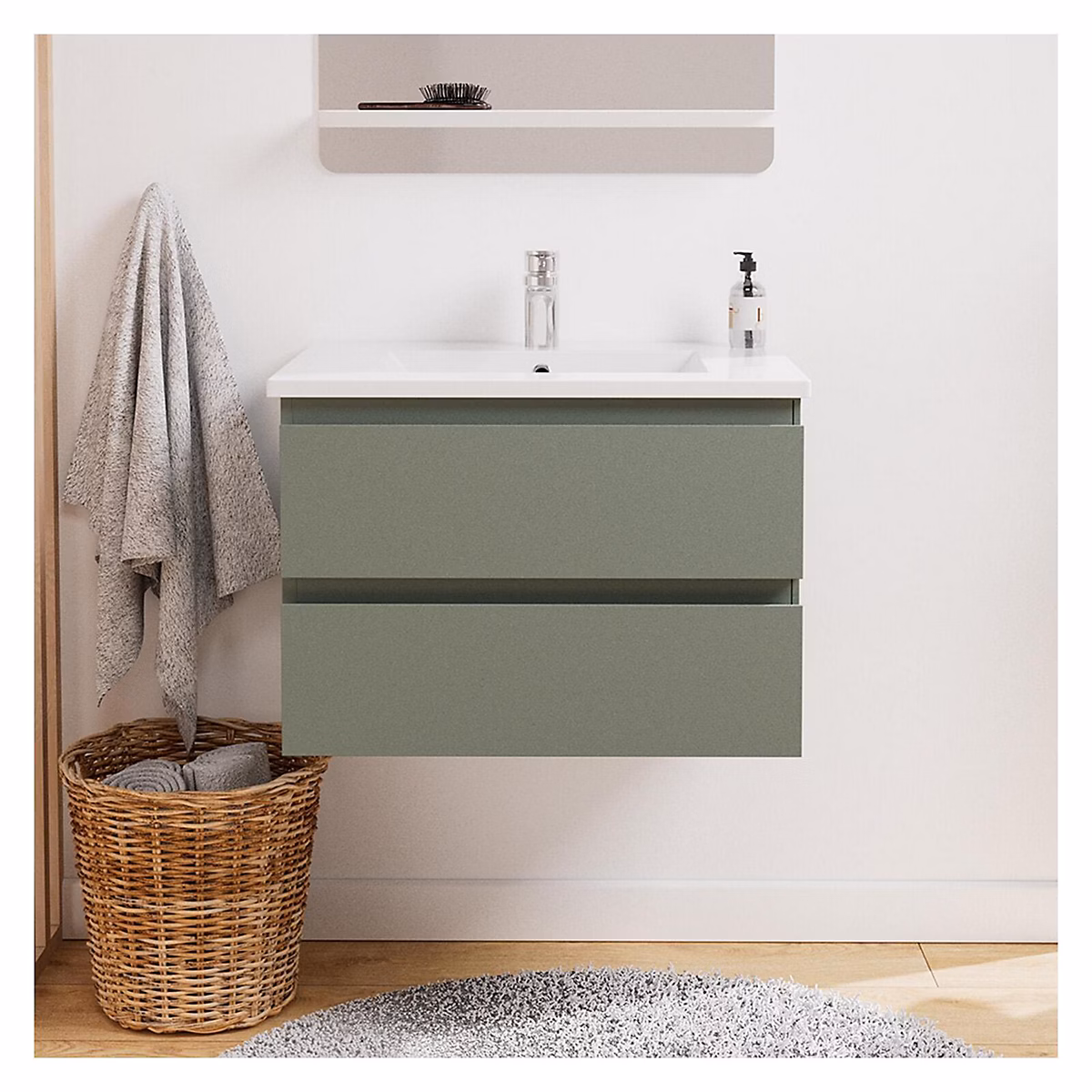 Ensemble simple vasque SORRENTO 60cm avec plan céramique et robinet chromé – Réf. TZSZHBQEG8714760068