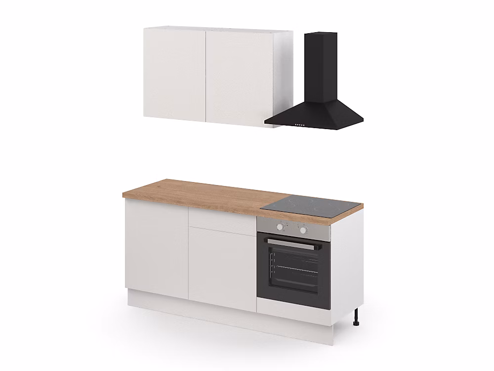 Cuisine complète GoodHome Elcot blanc mat 2 caissons hauts + 3 bas sans électroménager l.80 cm | Cuisine