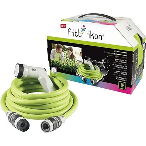 La solution pour votre jardin：Tuyau Extensible Lime 100% équipé Fitt Ikon Gardena - 20 m