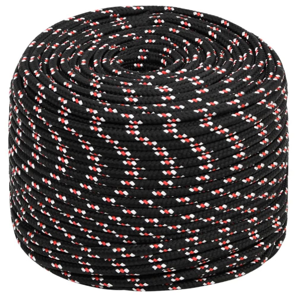 Corde de Bateau Corde de Levage Câble d'Amarrage Ancrage Navire Lignes de Gréement Corde à Linge Noir 8 mm 25 m Polypropylène