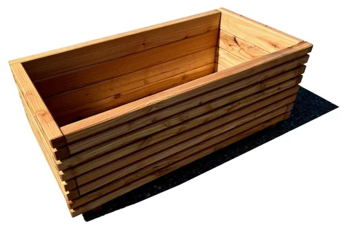 À adopter au jardin：Bac rectangulaire en mélèze huilé Robin Hood Capucine - 90 x45 x 35 cm