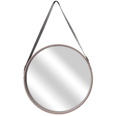 Miroir rond avec anse en PU Barber (50 cm)
