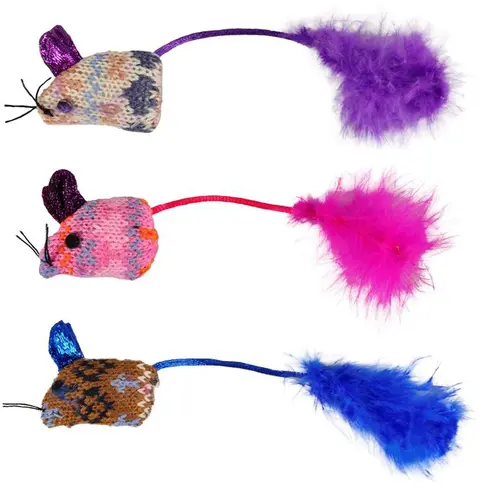 Pour un extérieur agréable:Jouet pour chat souris Flamingo Mohaire - Les 3 pièces