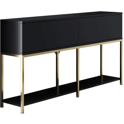 Console en agglomeré et métal Lord (Noir et doré)