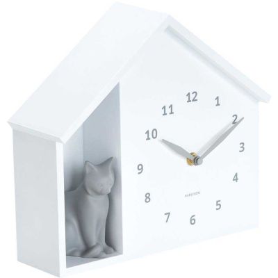 Horloge à poser Siting cat (Blanc)