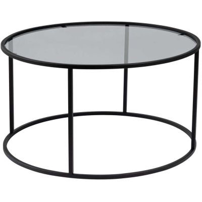 Table basse ronde en métal et verre Aurum (Noir)