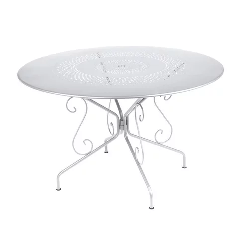Déco extérieur：Table Montmartre Fermob en acier coloris blanc coton Ø 117 cm