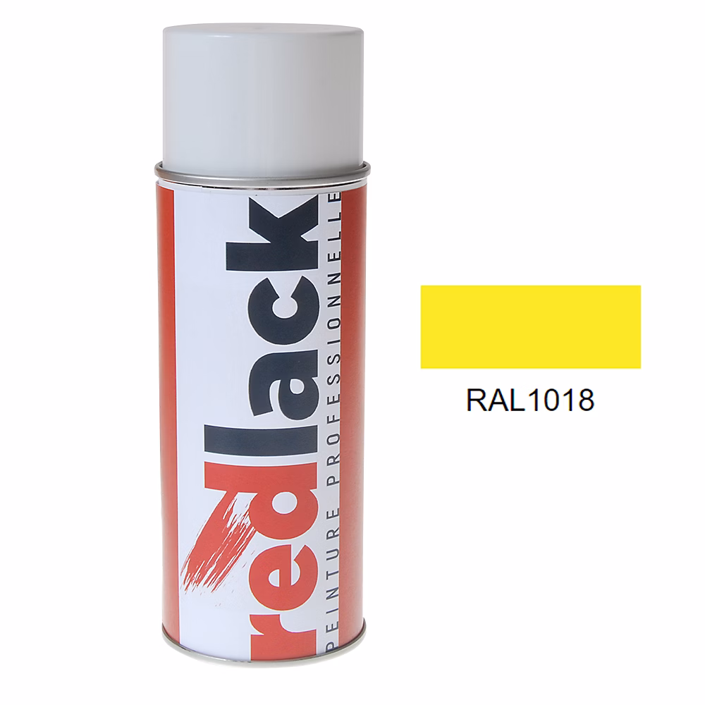 Bombe de peinture Aérosol – spray | 400ml | RAL 1018 Jaune zinc | Satiné | multisupport | Redlack | RAL1018