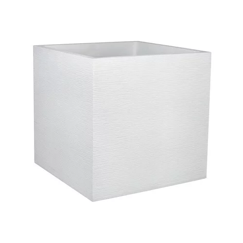 Idée extérieure：Pot carré blanc cérusé Eda Graphite - 49,5 x 49,5 x 49,5 cm