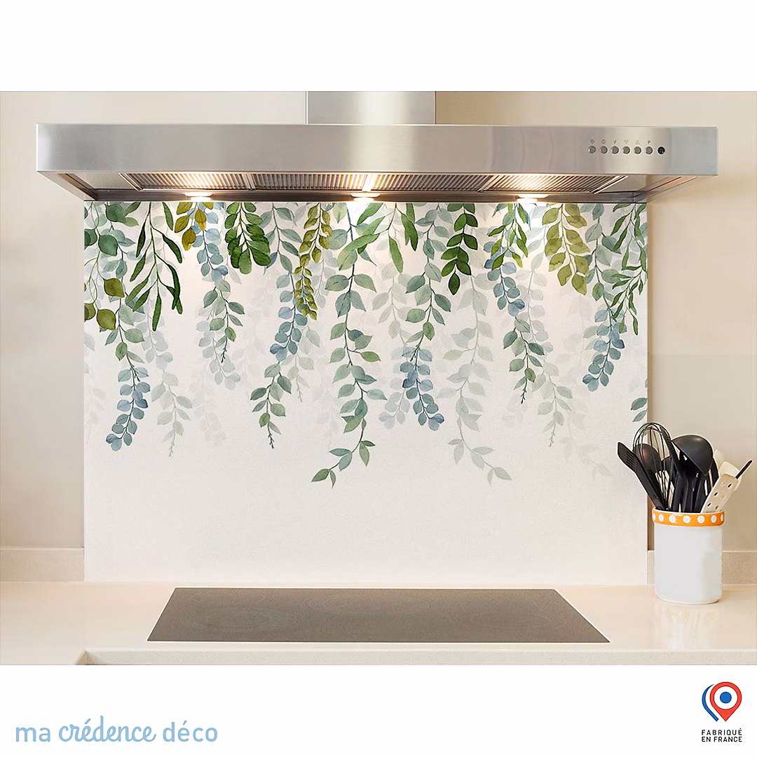 Crédence cuisine fond de hotte Dessin Végétation 8 – Alu composite | L 90 cm x H 50 cm | MaCrédenceDéco