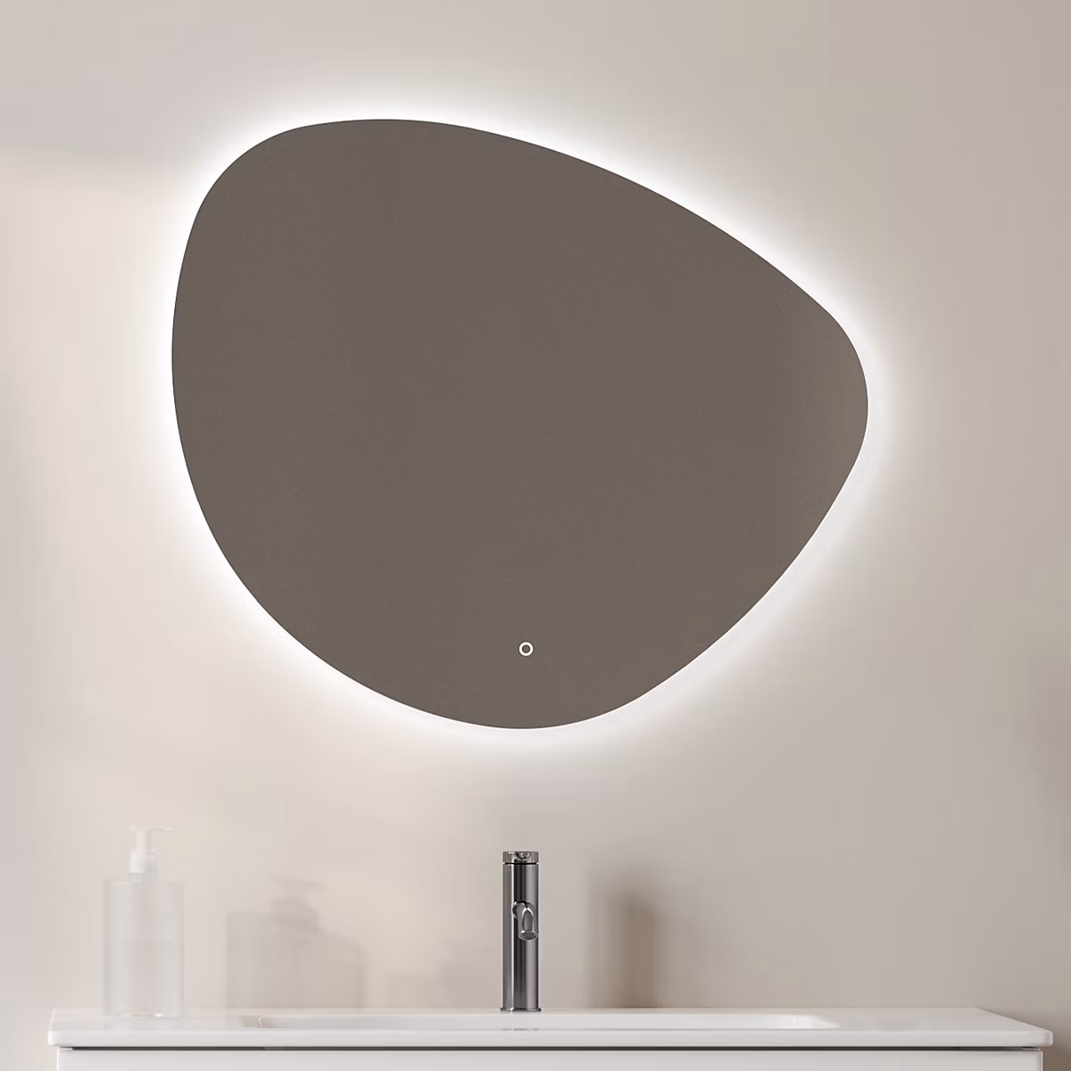 Miroir de salle de bains lumineux LED organique l.70 x H.80 cm – argenté, MPGlass Lumia