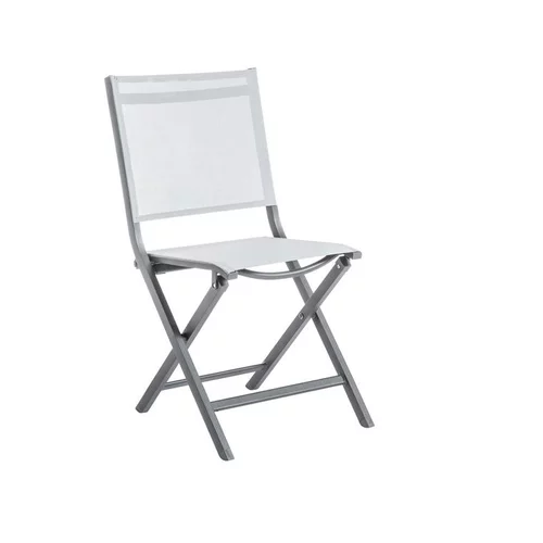 Simple pour le jardin:Chaise pliante en aluminium et toile textylène couleur blanche Max - 90 cm