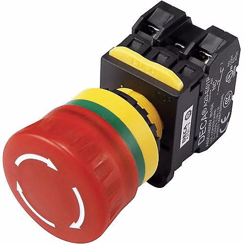 DECA A20L – V4E02Q5R bouton d'arrêt d'urgence 22, 3 mm rouge, 2 NF, 240 V/AC