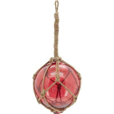 Boule en verre avec corde 12.5 cm (Rouge)