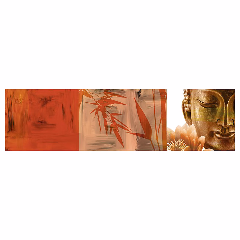 Brise vue imprimé BUDDHA ROUGE zen – H.0.8 x L.3 m, 100% occultant, Made in France par Scenolia + kit de fixation offert