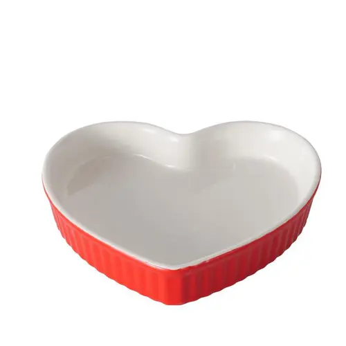 Jardin inspiration:Moule à gâteaux en céramique rouge et blanc Sweetheart moyen modèle - 22 x 22 x 4,5 cm