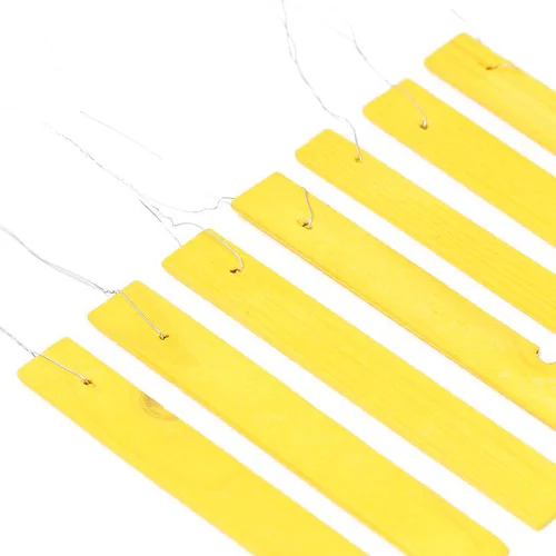 Extérieur pratique:Etiquettes jaunes en bois à suspendre - 12 cm
