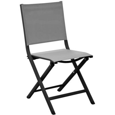Chaise jardin pliante en aluminium Thema (Graphite, Perle )