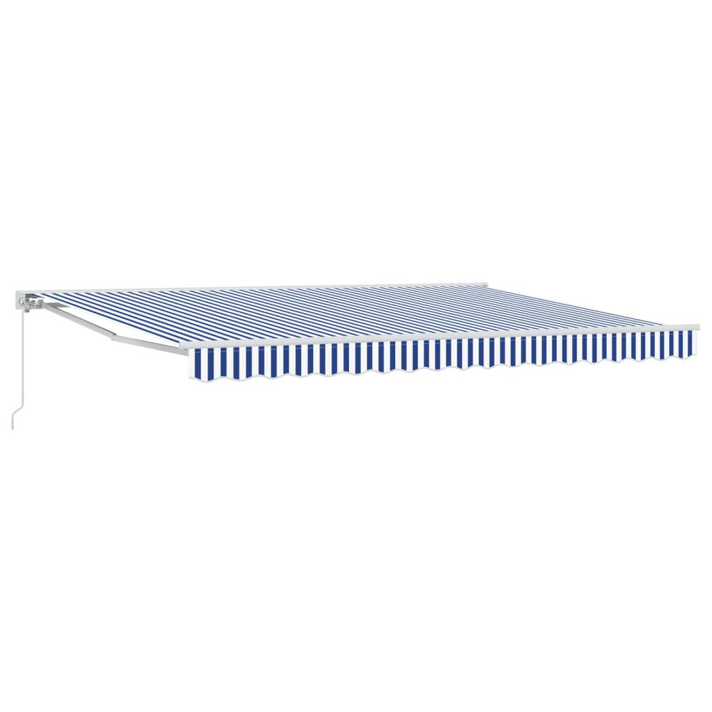 vidaXL Auvent rétractable manuel Bleu et Blanc 4,5 × 3,5 m