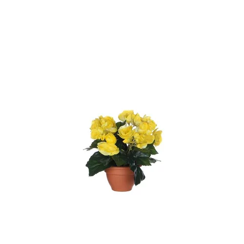 Indispensable au jardin:Bégonia jaune artificiel en pot Campana Terra H 25 x Ø 20 cm