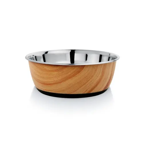 Pour un jardin accueillant:Gamelle pour chien et chat bois mat et inox Tyrol – 950 ml
