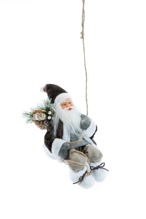 Le petit plus pour l’extérieur:Père Noël grimpeur en tissu brun/gris - 18 cm
