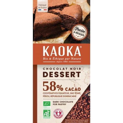Pour un jardin bien équipé:Chocolat dessert 58% KAOKA 200 g