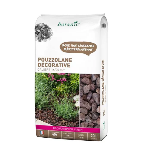 Jardin au quotidien：Pouzzolane rouge pour jardin de calibre 16 à 25 mm en sac de 20 L