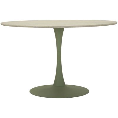 Table repas en métal et MDF 120 x 76 cm (Vert et crème)