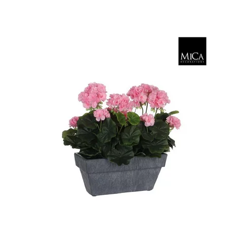 Confort pour le jardin：Géranium rose plante artificielle en jardinière Slate grise 30x13x40 cm
