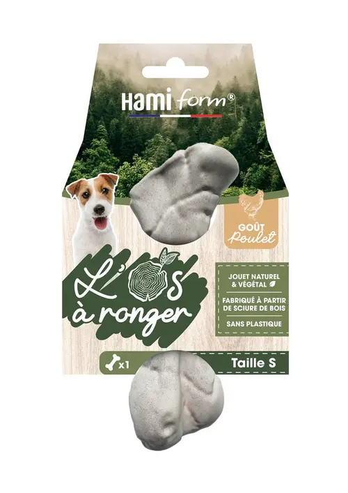Extérieur nature：Jouet pour chien os à ronger goût poulet naturel et végétal Hami form - Taille S