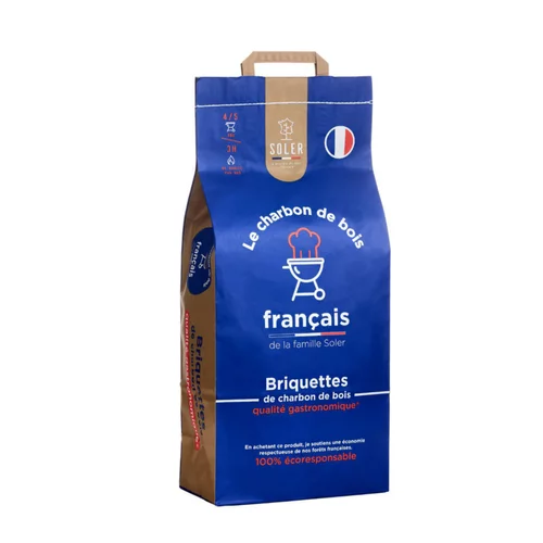 Pour plus de confort à l’extérieur:Briquettes de charbon de bois français gamme gastronomique Soler - 7,5 kg
