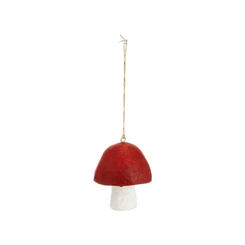 Facile dehors：Décoration à suspendre champignon en coton mâché marron - Ø 8,75 x H 10 cm