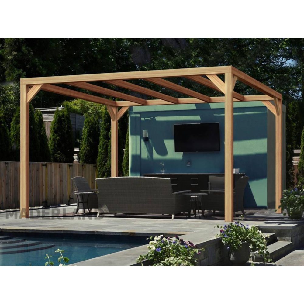 JARDIDECO Pergola en bois lamellé collé brest 400 x 400 cm - maderland