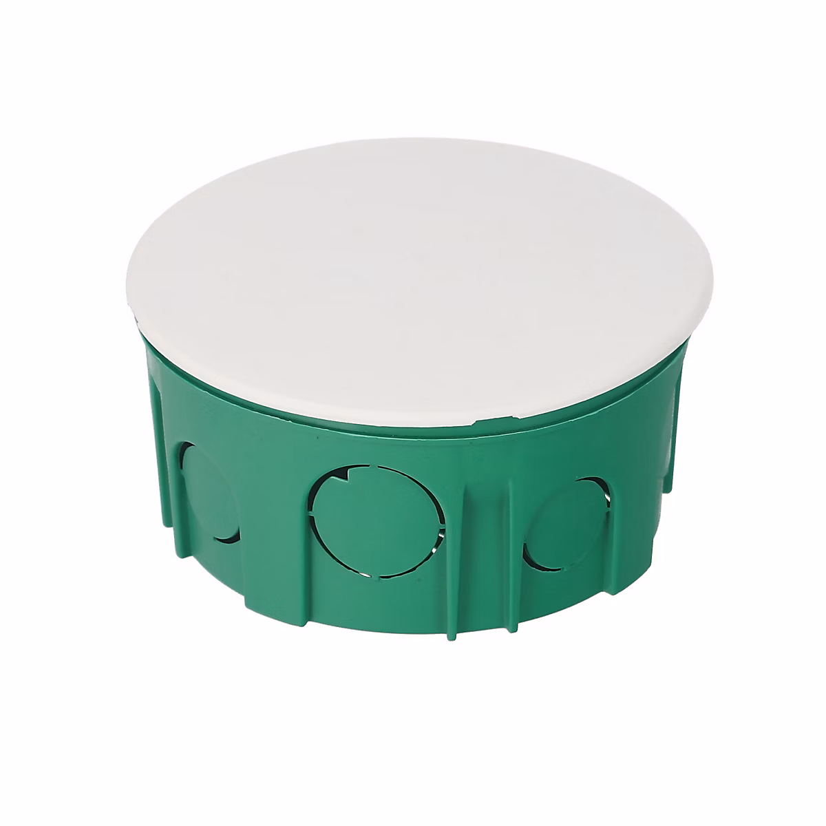 Boîte d encastrement 100 – peu profonde avec couvercle | sans vis | verte (couvercle blanc) | pièces | lot de 100