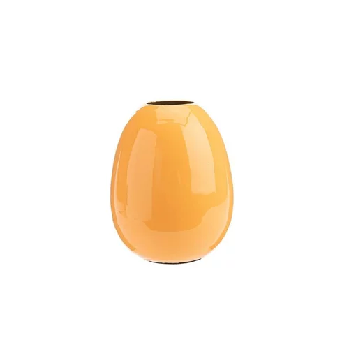 Pour un jardin bien équipé:Vase oval coloris orange en métal - 10 x 10 x 12,5 cm