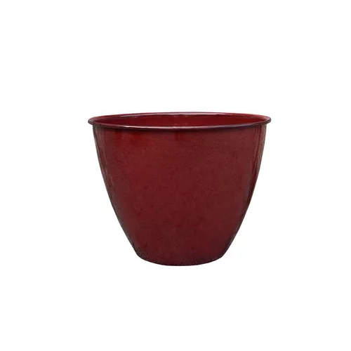 Espace vert moderne：Pot coloris rouge en métal recyclé Carama - 33 x 33 x 2 cm