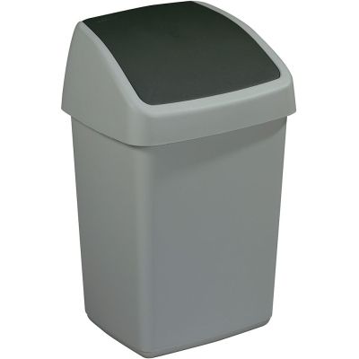 Poubelle grise avec couvercle basculant Delta (10 litres)