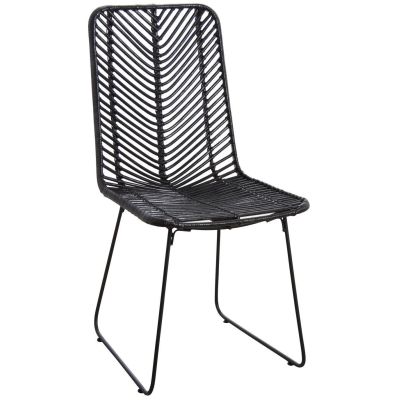 Chaise en rotin noir et métal (Noir)
