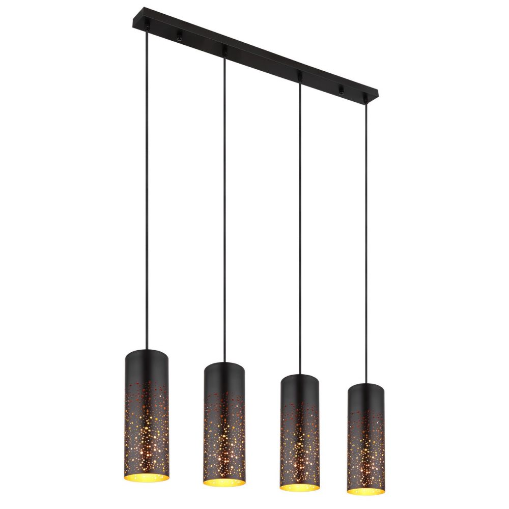 Globo Crocky Plafonnier suspendu de bar noir mat 4x E27
