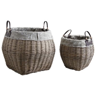 Corbeilles de rangement en osier gris (Lot de 2)