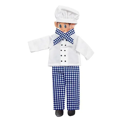 Pour valoriser votre jardin:Déguisement de cuisinier 4 pièces bleu et blanc Lutin farceur - 10 x 30 cm
