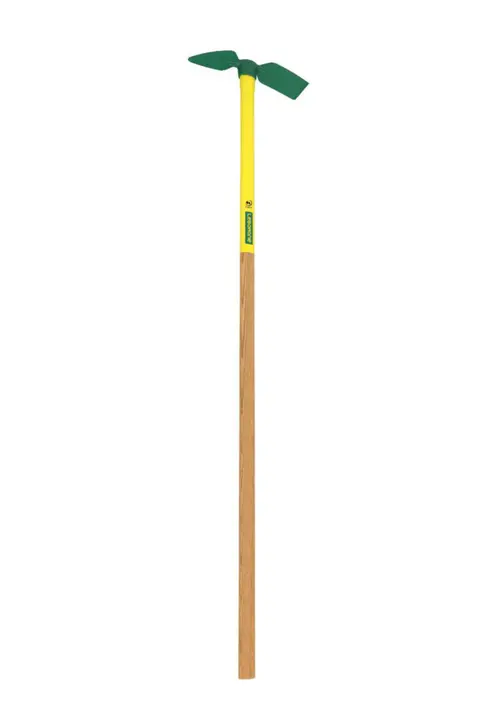 Bien pratique au jardin：Serfouette forgée panne et langue verte/jaune Leborgne - 30 cm