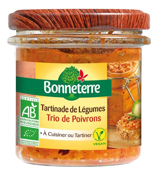 Facile jardin：Tartinade au trio de poivrons Bonneterre bio 135 g