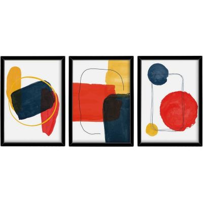 Ensemble de 3 tableaux décoratifs (Abstrait multicolore)