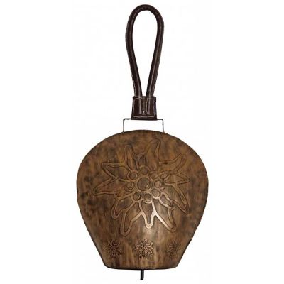 Cloche Edelweiss en métal cuivré (27 cm)