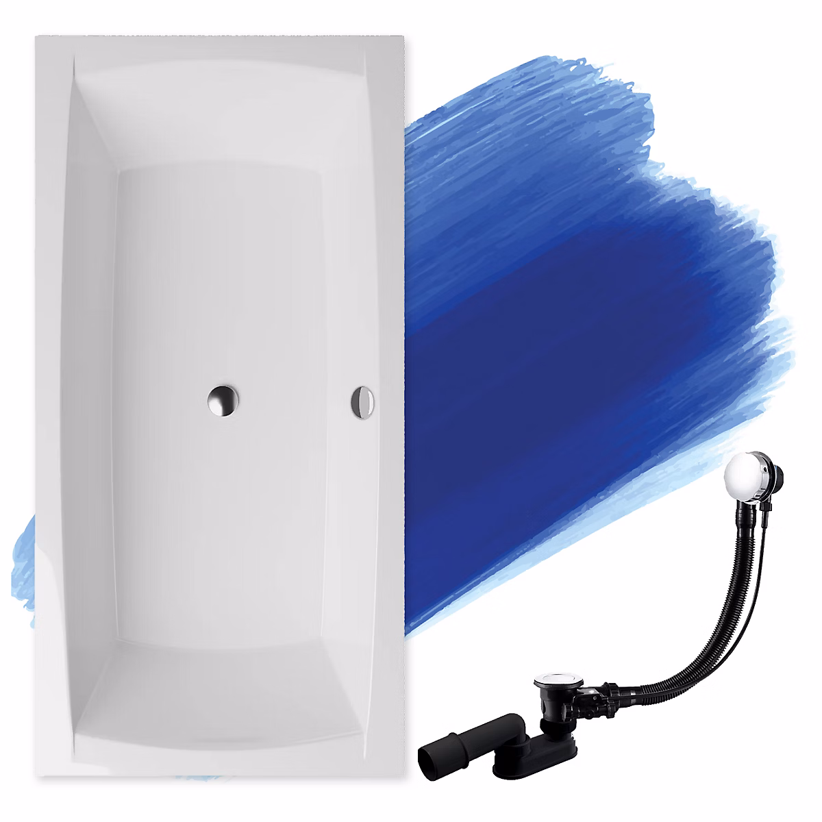 Baignoire rectangulaire 140 x 70 APRI acrylique blanc – sans Habillage + Pieds + Vidage à chromé
