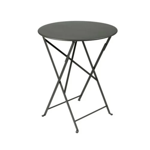 Solution utile：Table ronde pliante en acier coloris carbone Bistro Fermob - Ø 60 x 74 cm